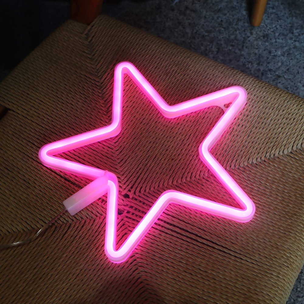 Star Shaped Neon Signs Led Neon Light Star Wall Light for Studio Kids Room Living Room Bedroom Wedding Party Decoration