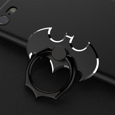 Bat Finger Ring HolderCell Mobile Phone Desktop Stand Mount For iPhone 11X 8 7 XS Bat Metal Smartphone 360 Degree Desk Holder: Black