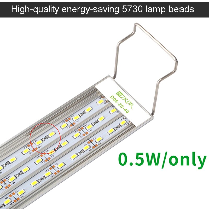 Lámpara acuática de aleación de aluminio para acuario, luz LED ultrafina de 18-65CM, ampliable, resistente al agua, lámpara de jardinería acuática