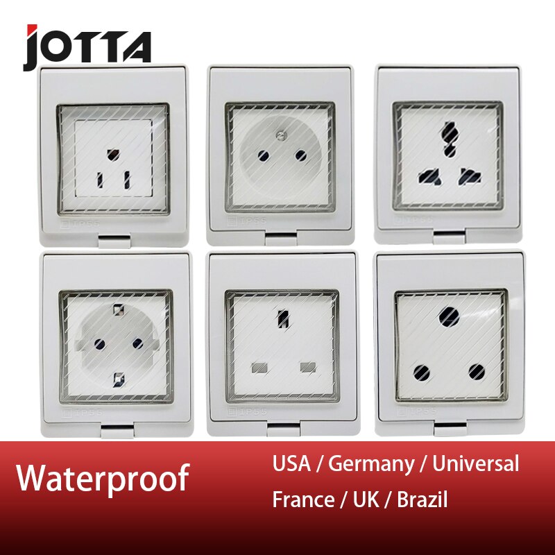 Enchufe de pared resistente al agua IP55 16A 250V US/UK /Universal/Alemania/Francia/Brasil estándar