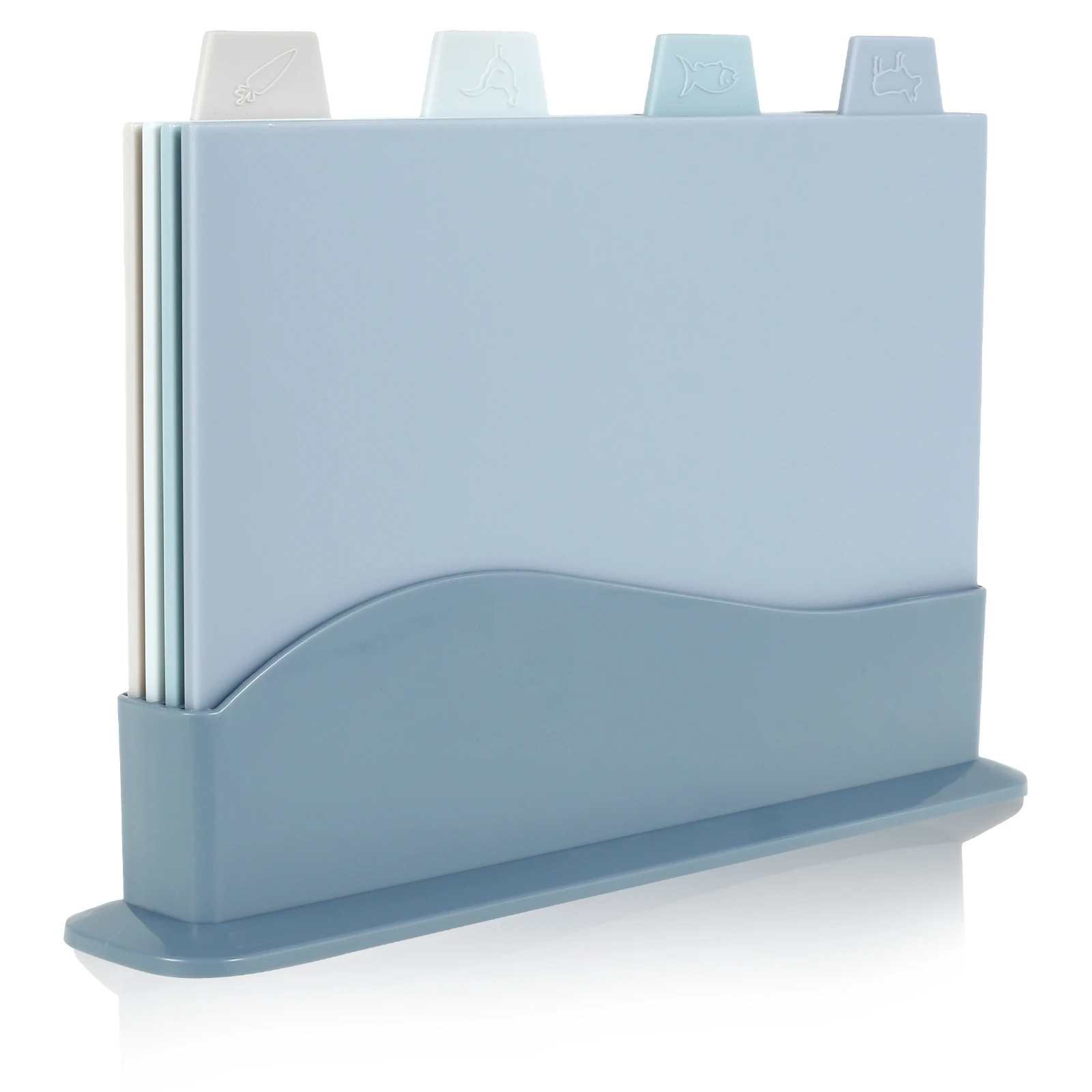 Tabla de cortar de 4 Uds con índice, icono de alimentos codificado por Color, tabla de cortar de plástico, juego de tabla de cortar Reversible, tabla de cortar apilable: Default Title