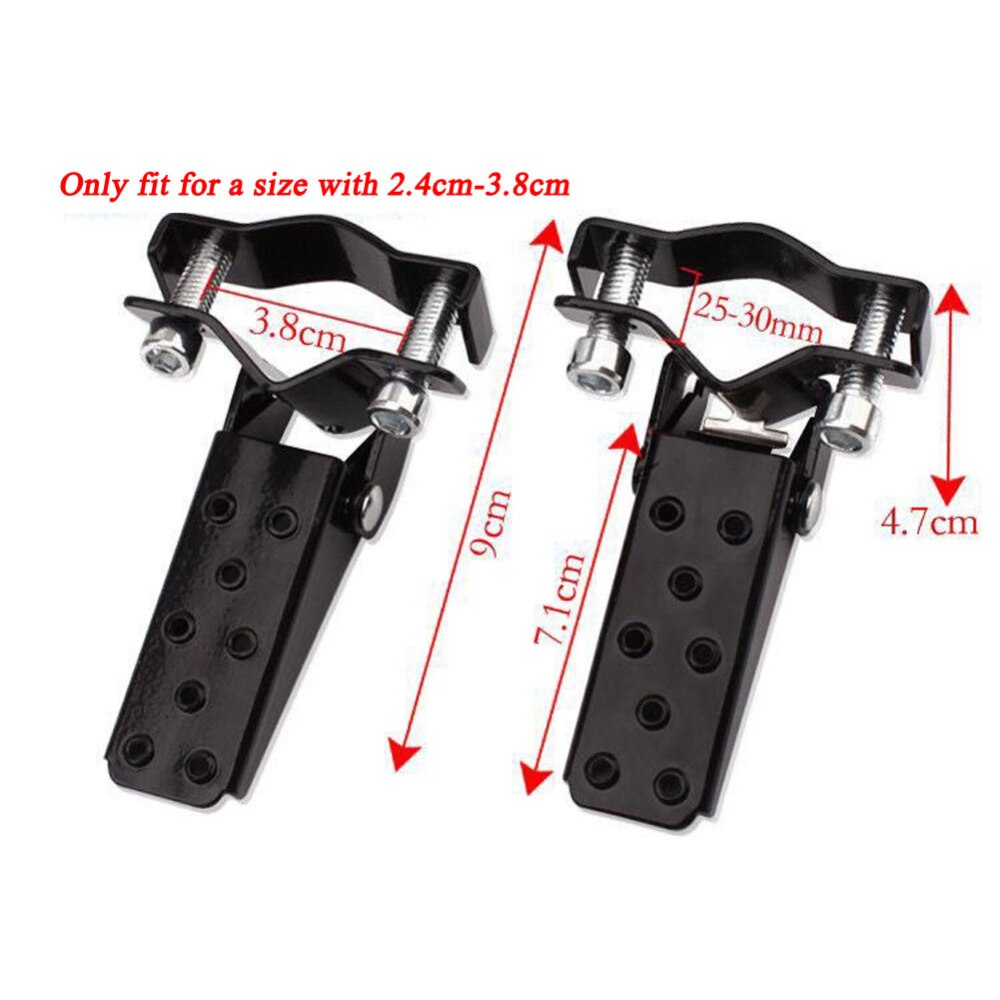 Black Retro Motorcycle Clamp-on Steel Axle Foldable Foot Step Pegs MTB BMX bike Folding Pedal Footrest Footpeg Universal