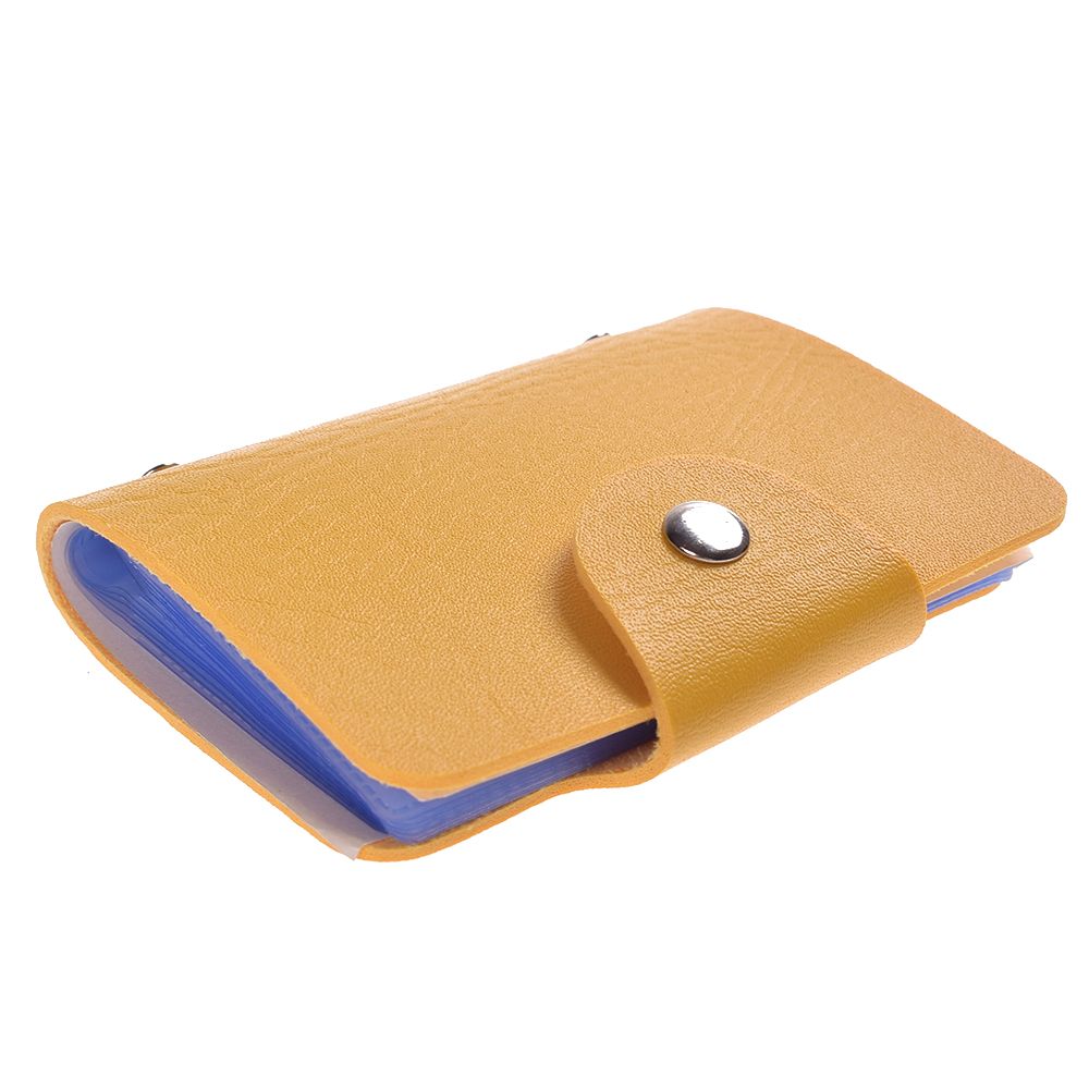 Porte-cartes en cuir PU 24 fentes | Fentes Double côté Business, porte-cartes de crédit, étui pour cartes couleur bonbon, porte-cartes porte-cartes porte-cartes porte-cartes: Jaune