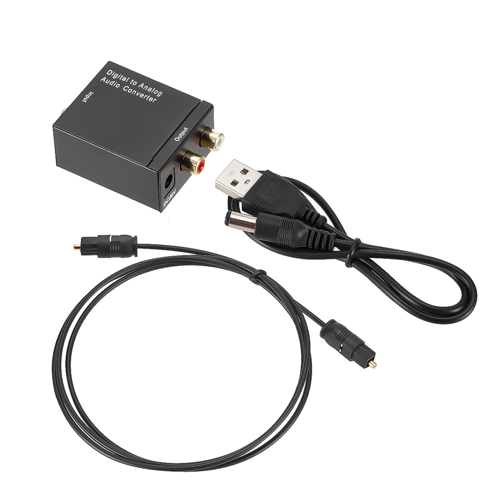 RCA Digital Optical Coaxial Signal to Analog DAC SPDIF Stereo 2*RCA Audio Converter Adapter With Fiber Optical Cable 3.5MM Jack: Default Title