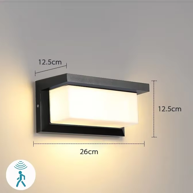 Led udendørs lys vandtæt  ip65 bevægelsessensor lys led udendørs væglampe udendørs belysning  ac85-265v udendørs væglamper: Lysegrøn / Kold hvid / 6w