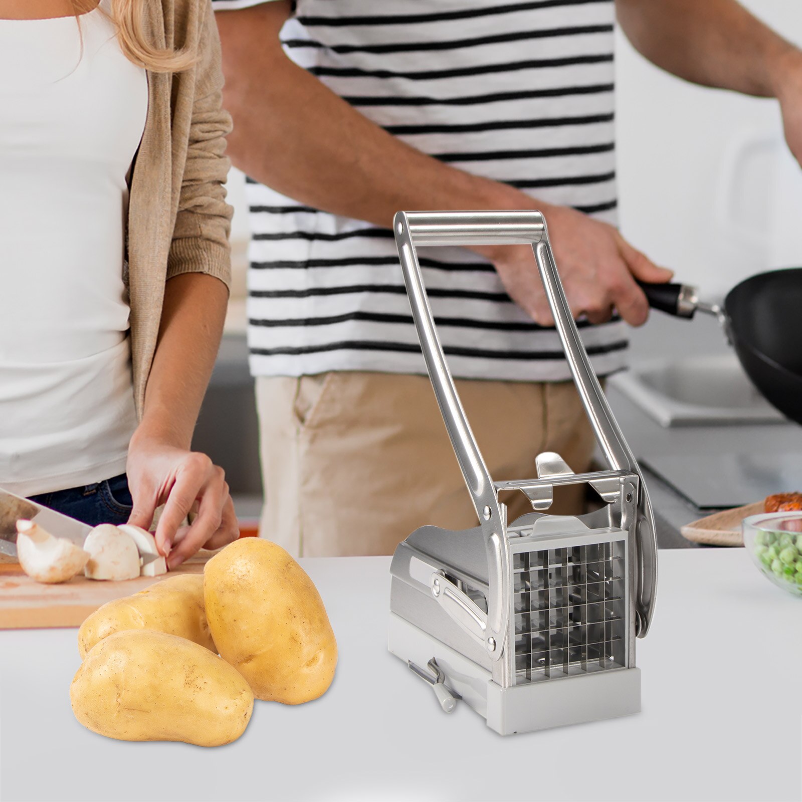 Stainless Steel Potato Cutter French Fries Cutting Machine Potato Chips Strip Slicer Chopper Shredder Fried Chips Making Tool