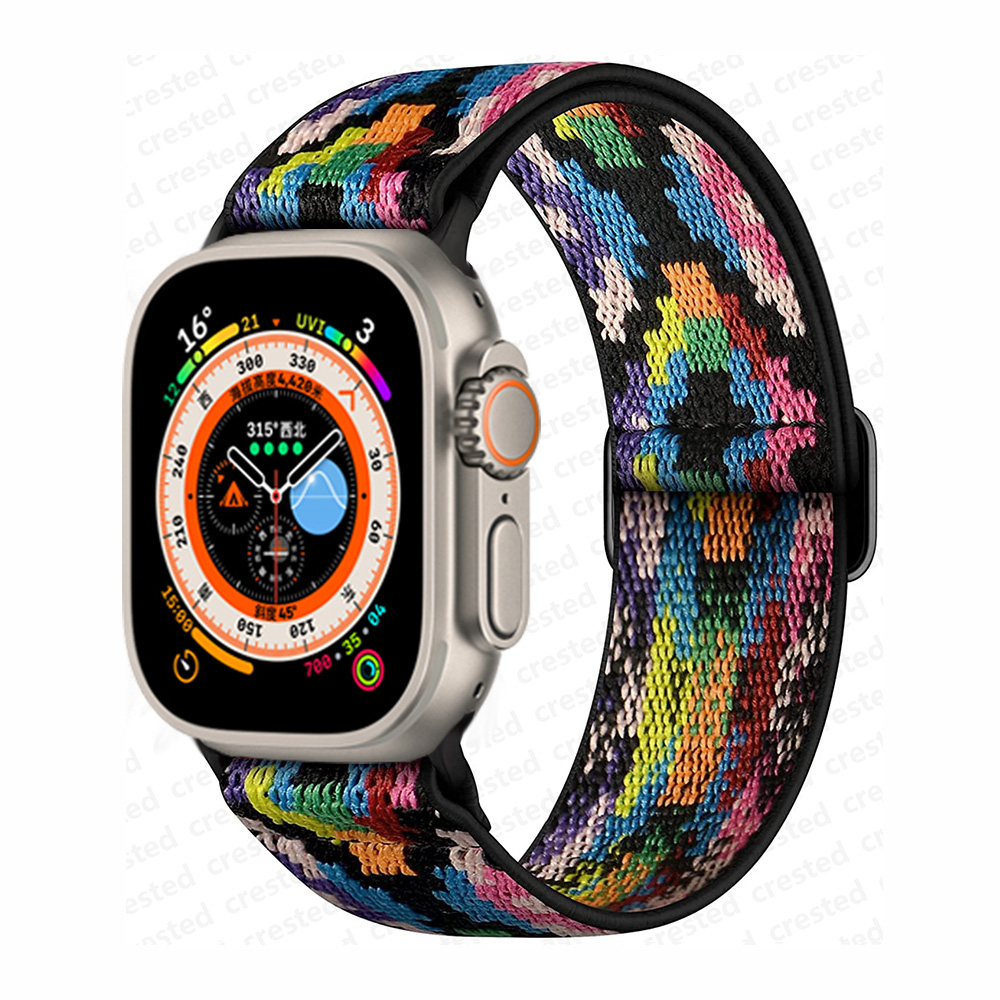 Bracelet chouchou pour bracelet de montre Apple 40mm 44mm 41mm 45mm 38mm 42mm 49mm bracelet en Nylon élastique iWatch série 7 se 6 5 3 Ultra 8: Rose / 14mm