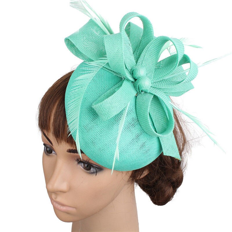 Fs Vrouwen Vintage Kerk Hoed Tovenaar Grote Derby Rose Rode Hoofdband Veer Mesh Party Hoeden Cocktail Grote Bruiloft Hoeden Fedora: Emerald Green