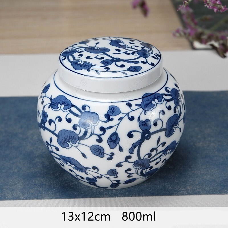 Multifunction Tieguanyin Sealed Containers Chinese Blue and White Porcelain Ceramics Tea Caddy Tea Bag Household Storage Box: C