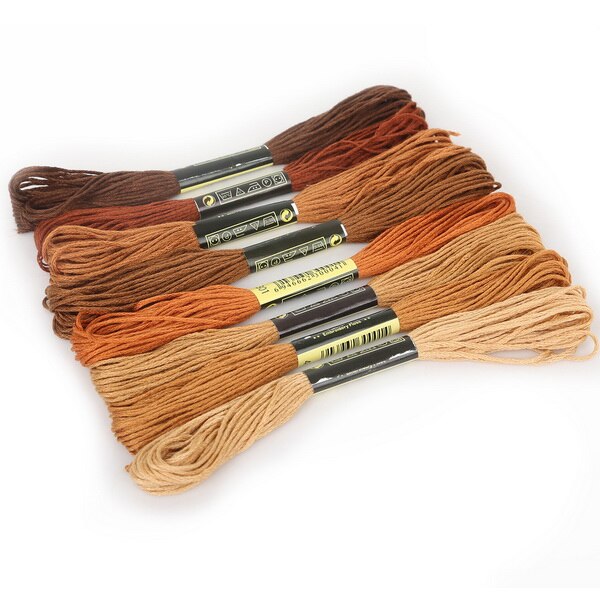 8Pcs/lot 7.5m length Embroidery Thread Hand Cross Stitch Floss Sewing Skeins Craft Knitting Spiraea Sewing Accessories: Brown Serise