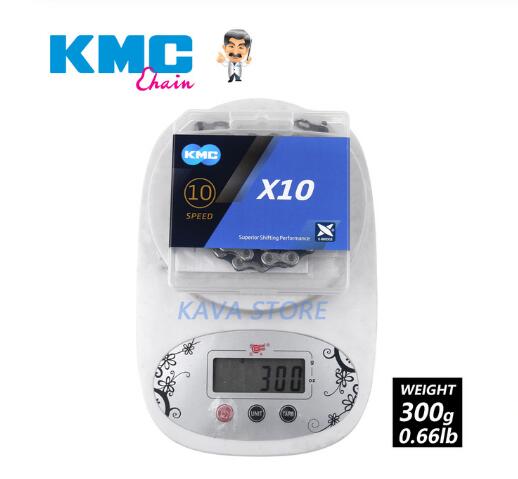 KMC-cadena para bicicleta de montaña o carretera, accesorio para bici en caja, X8, X9, X10, X11, X12, HV408, Z8.3, X8PL, Z9, X9L, X11EL, 116L/118L/126 eslabones: X10 Silver