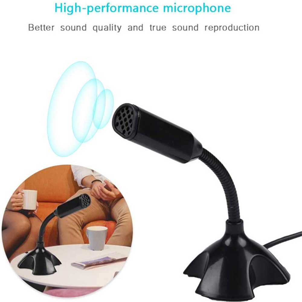 micro d'ordinateur portable USB réglable Mini Studio Microphone de parole support micro avec support pour ordinateur de bureau de