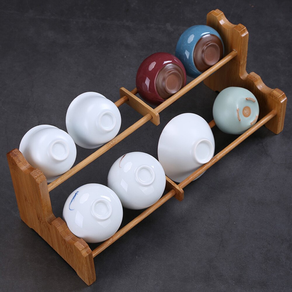 Natural Bamboo Draining Rack Two Layers Tea Cup Dr... – Grandado