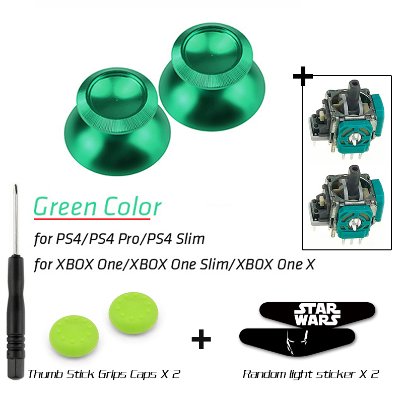 DATA FROG Metal Thumb Sticks Joystick Grip Button For Sony PS4 Controller Analog Stick Cap For Xbox One /PS4 Slim/Pro Gamepad: green 02