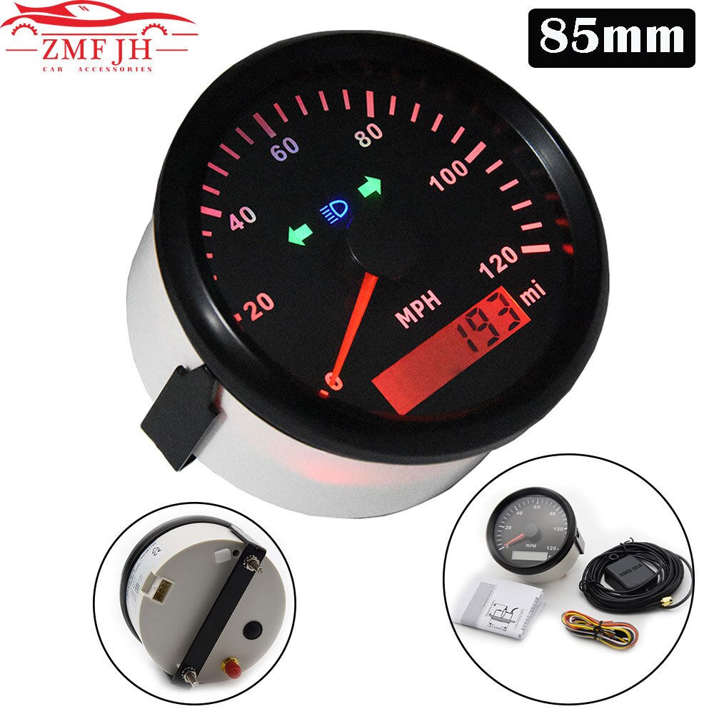 85mm 120MPH Waterproof GPS Speedometer Odometer Mileage Adjustable with Turn indicator Backlight for Car Motorcycle 9-32V