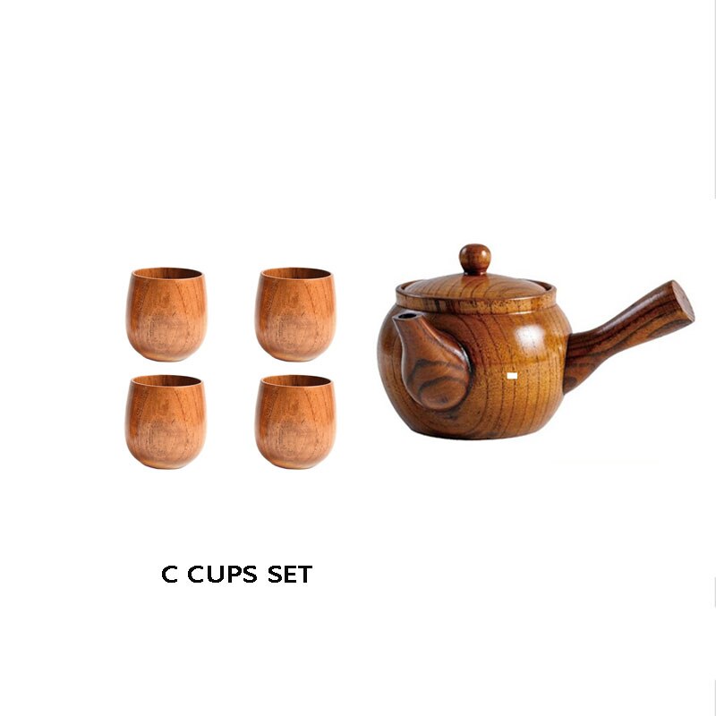 Conjunto de bule de chá e chá de chá de madeira natural de nimitime e conjunto de bule de chá de jujuba: C cup set