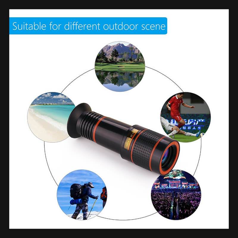 Portable 8X 12X mobile phone telephoto lens 12 times wide angle macro fisheye 3 in 1 mobile phone Camera lens telescope