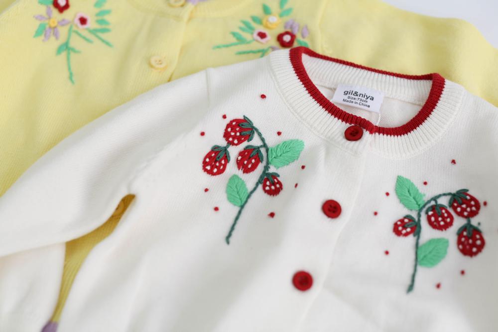 Vauvan neuletakit neulepusero vintage-tyylinen mansikka kukkakuvioinen lasten villapaita