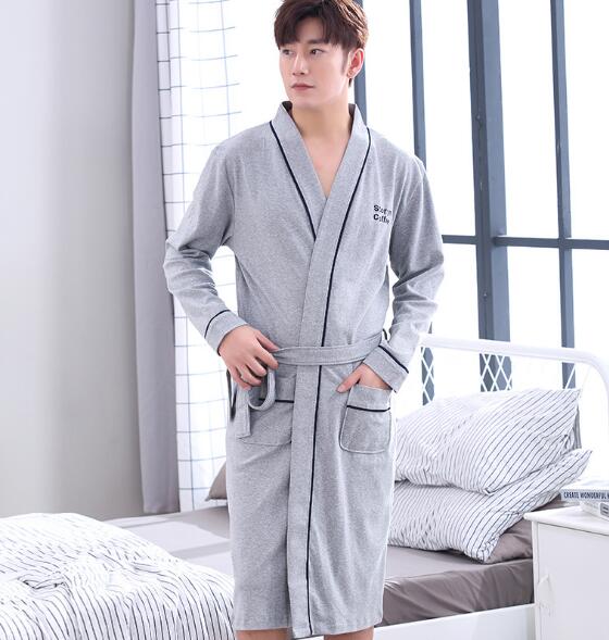 Fdfklak høst vinter badekåpe menn langermet bomull par nattøy kappe plus size lounge badekåpe menn kimono badekåper m -3xl