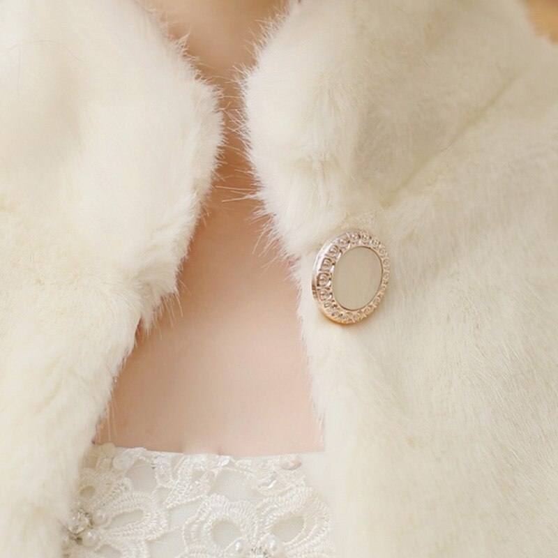 Veste de mariage en fausse fourrure pour femme, col haut, couleur Champagne clair, châle, étole, boléro