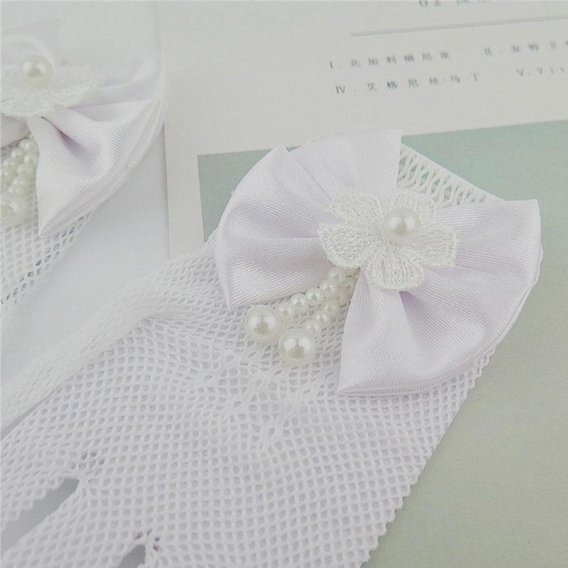 1 Pair White Lace Faux Fishnet Communion Flower Gloves Ceremony Accessories Princess Kids Children Gloves For Bride Party G Y8S4