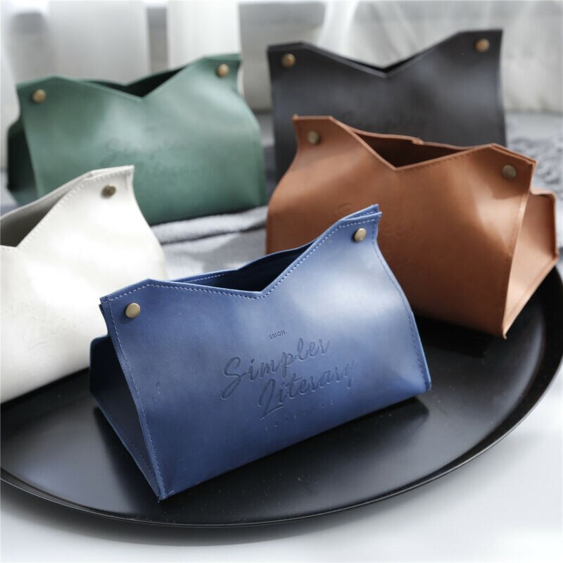 1 Pc Lederen Tissue Box Dispenser Papier Opbergzakken Houder Servet Organizer