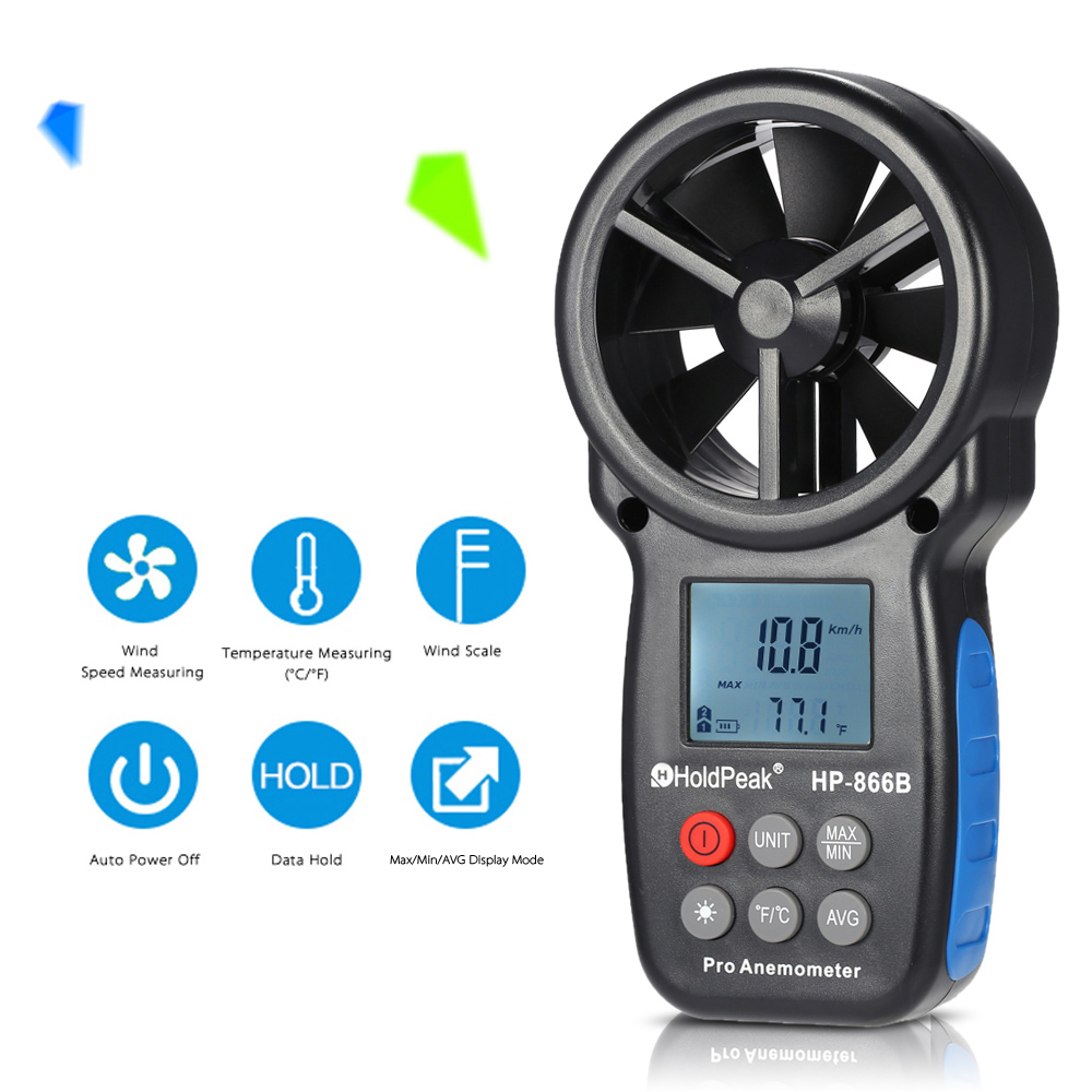 HP-866B Digital-Anemometer Temperatur Meter Mini Wind Meter Wind Geschwindigkeit Luft Geschwindigkeit Messung Wind Sensor Windmeter 0-30 mt/s