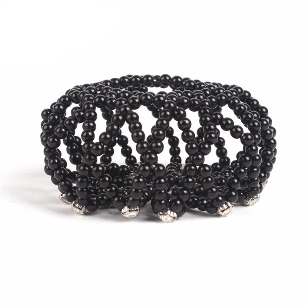 1 pièces filets à cheveux élastiques en perles au Crochet faits à la main Ballet danse Snood filet chignon couvre ornement pour dames filles