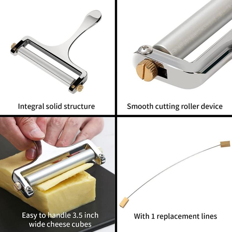 Cheese Slicer Adjustable Thickness Heavy Cheese Slicers For Soft &amp;Semi-Hard Cheeses Planer Cutting Wire Included Kitchen Gadgets