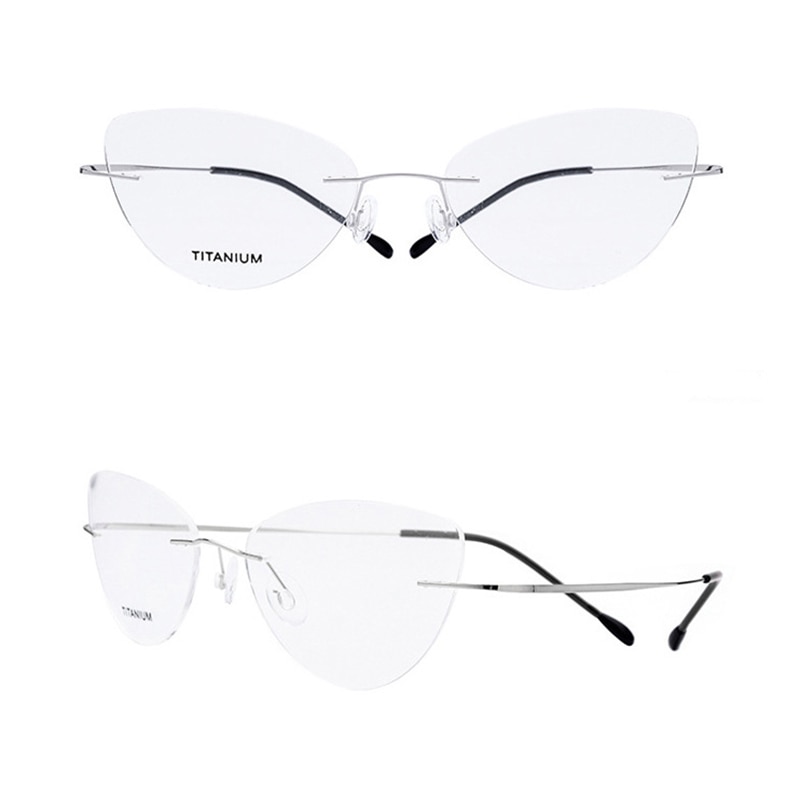 Kantløse brilleramme kvinder titanium ultralette briller receptfrie rammeløse katteøje ingen skrue briller nærsynethed rammer  l3