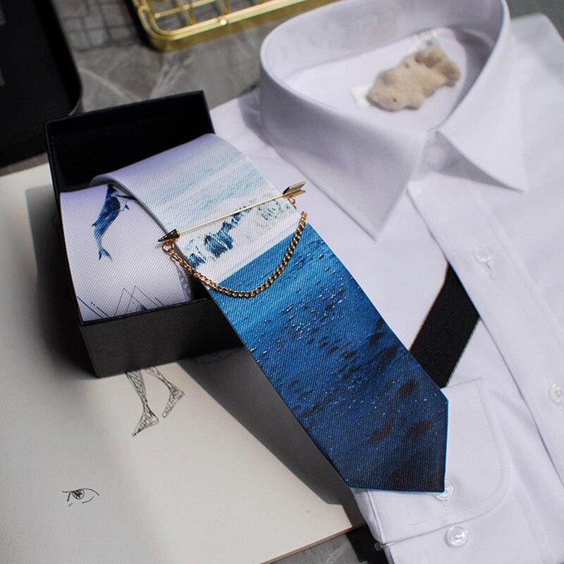 men tie 7CM blue boy original brand handmade silk neck ties for wedding party business