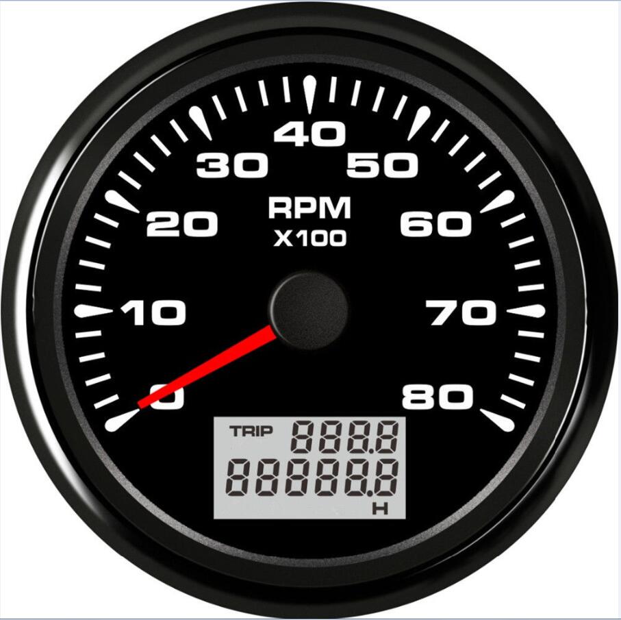 1pc Lowest Price 85mm Automotive Tachometers 0-3000RPM 6000RPM 8000RPM Ships Device Rev Counter with Hourmeter 8 Kinds Backlight: 0-8000RPM BN