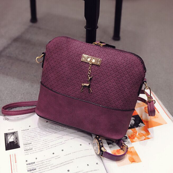 Women Bag Messenger Bags Bag with Deer Toy Shell Shape Girls Shoulder Crossbody Bags Luxury Handbag: Purple