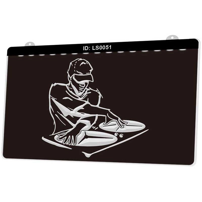 Ls0051 dj jockey disco muziek 3d graveerbare led lichtborden meerdere kleuren gratis verkoop