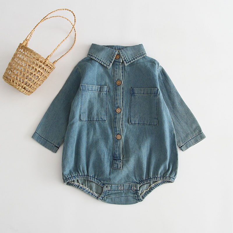 MILANCEL herbst neue Baby Denim Karosserie lange Ärmel Kleinkind jungen Overall drehen unten kragen Baby Outfit: 3T