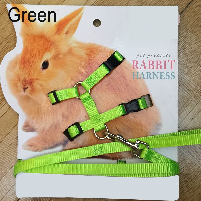 Kæledyr kanin blød sele snor justerbar kanin trækkraft reb løbende kæledyr snor kæledyr forsyninger bj butik: Grøn