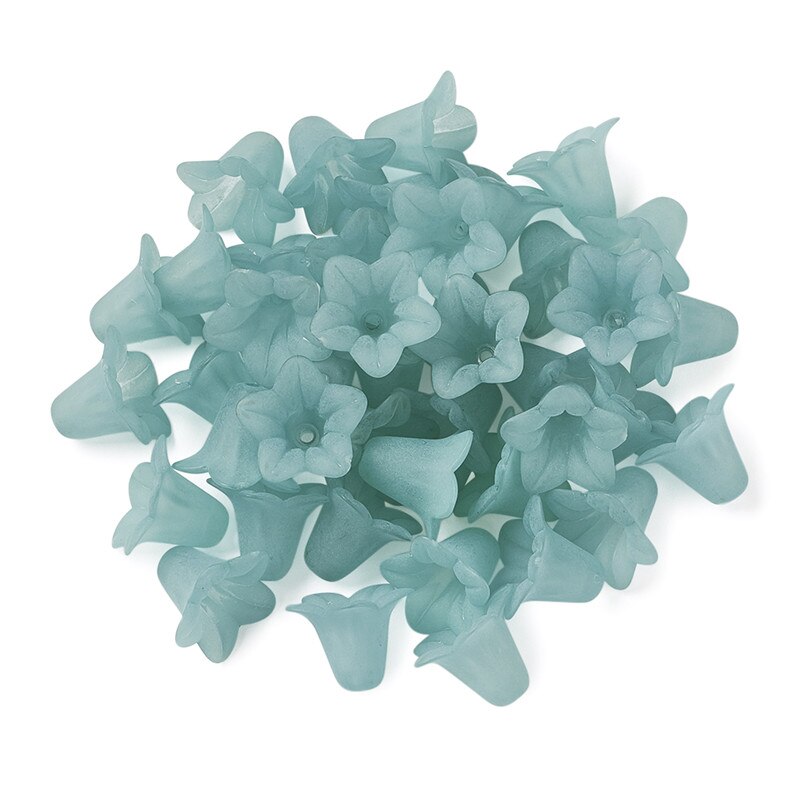 50pcs Transparent Acrylic Flower Beads Spacer Bead Cap Frosted for Jewelry Making DIY Bracelet Necklace Supplies 16x12mm: LightCyan