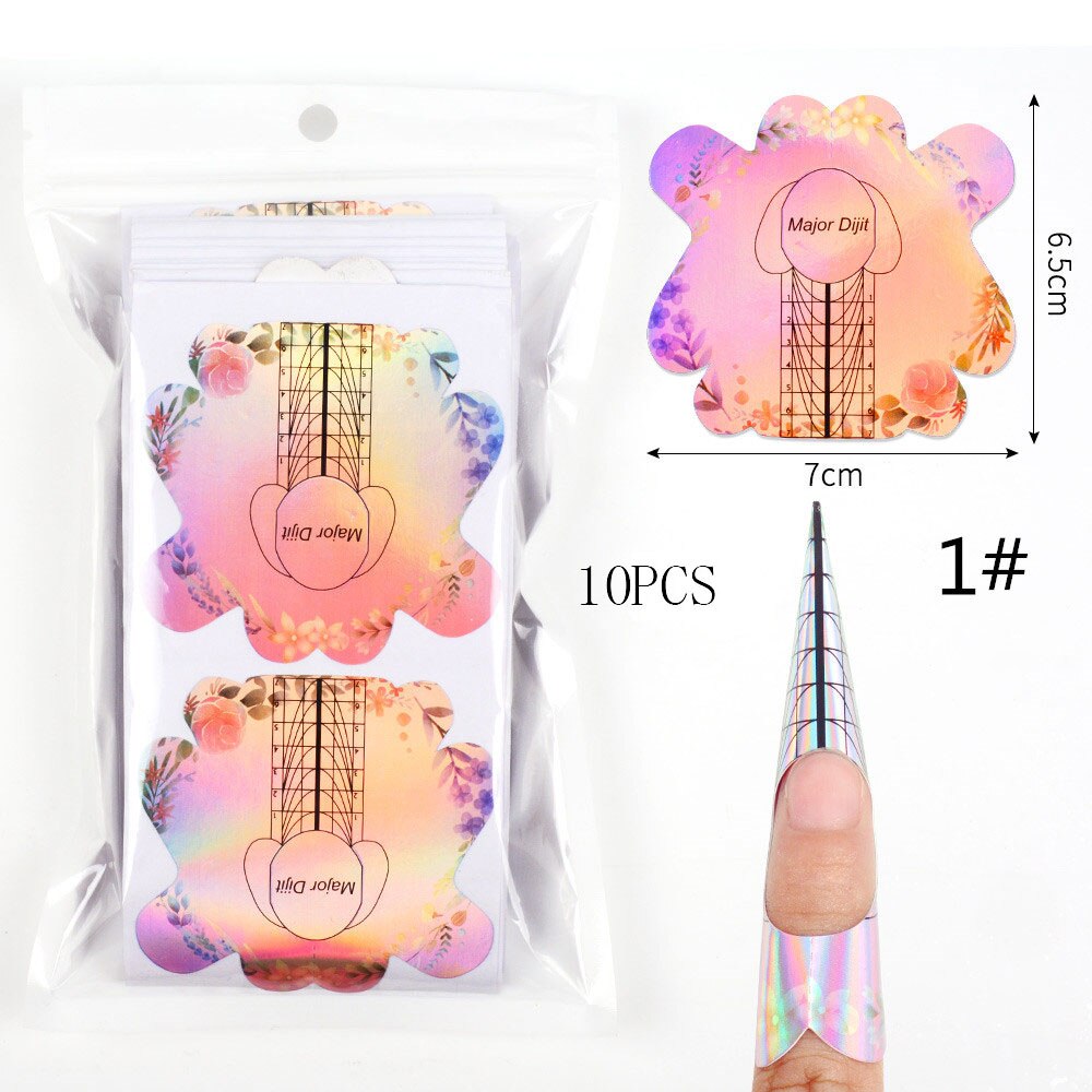 10Pcs Nail Vorm Sticker Voor Tips Acryl Uv Gel Extension Nail Art Diy Vorm Nail Builder Gel Sticker Gids mold Manicure Tool: ST170-01-10PCS