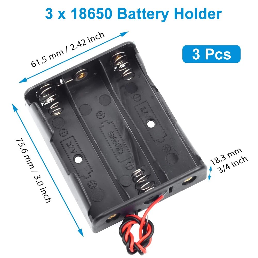 Caja porta baterías 18650, 1 ranura, caja de almacenamiento de batería de 3,7 V, contenedor de plástico de 1/2/3/4 celdas con conexión de cables negros y rojos, 3 uds.: Verde