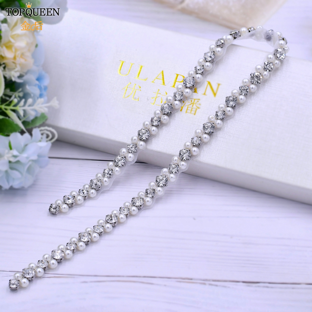 TOPQUEEN Bruid Riem Zilveren Diamanten Bruiloft Riem Banket Party Parel Jurk Accessoires Bruiloft Gast Bruidsmeisje Accessoires S381: Lavendel