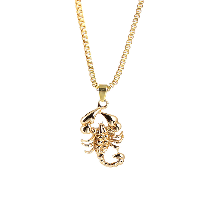 Hiphop Personality Scorpion Shape Pendant Necklace Men Luxury Statement Gold Punk Alloy Accessories Jewelry