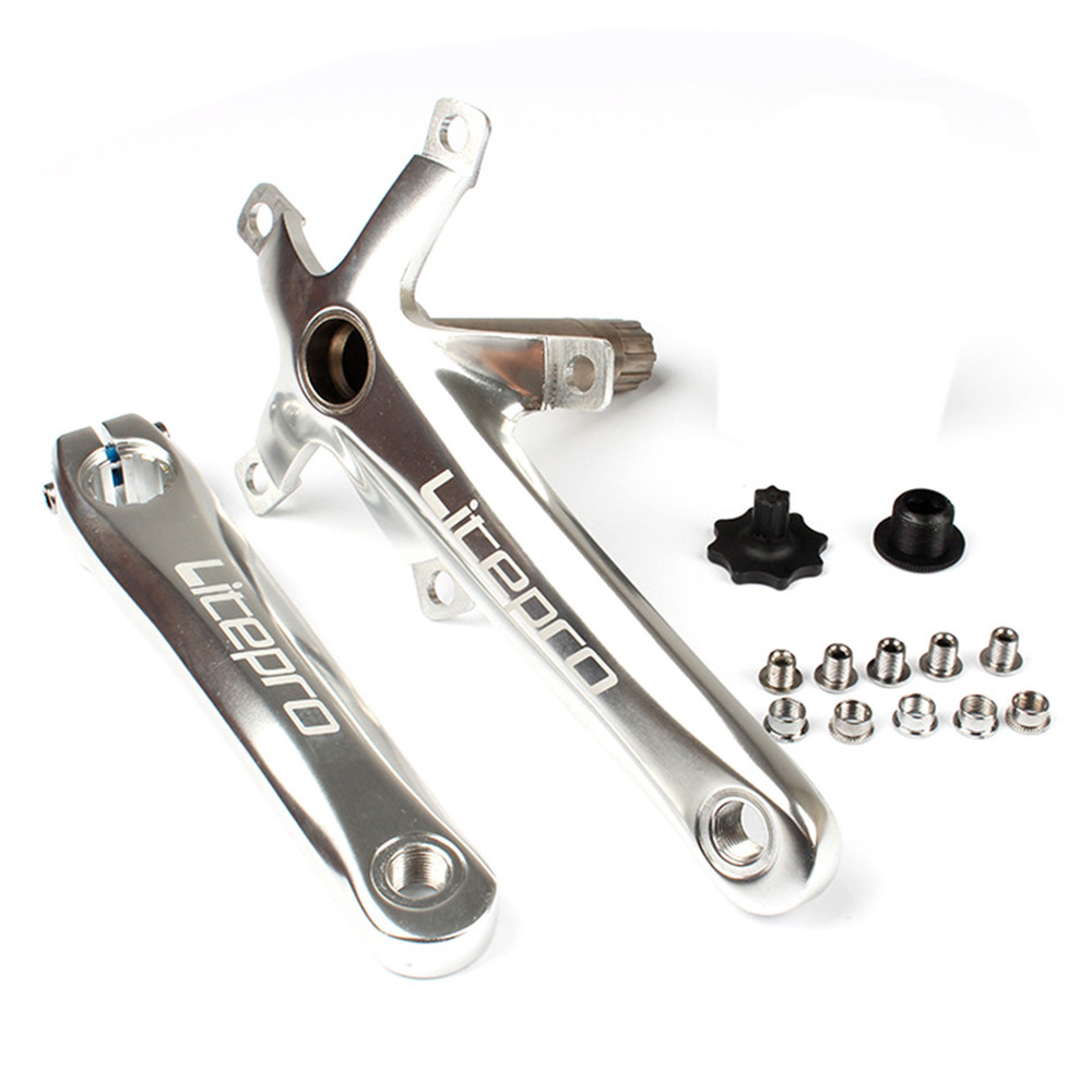 Juego de bielas para bicicleta de carretera, piezas de soporte inferior BB, hueco, brazo de manivela Integral plegable, 130BCD, 130 BCD, 170 de longitud: Silver Crank