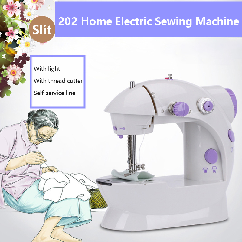 Mini Elektrische Handheld Nähmaschine Dual Geschwindigkeit Einstellung Mit Licht Fuß Doppel Themen Pendal Automatische NäHenne Maschine