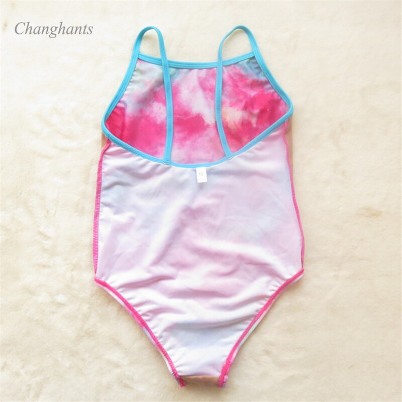 Kids Sling Swimsuit Girls One Piece Swimwear 4-14 Y Children Pink Bathing Suit Teen Swimming Pool Sandy Beachwear