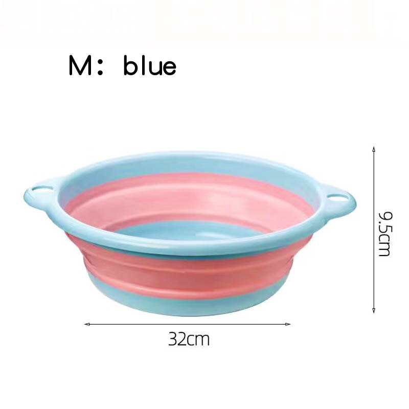 Folding Basin Kitchen Camping Travel Supplies Portable Washbasin Collapsible Plastic Laundry Tub Bathroom Palangana with Handle: blue M