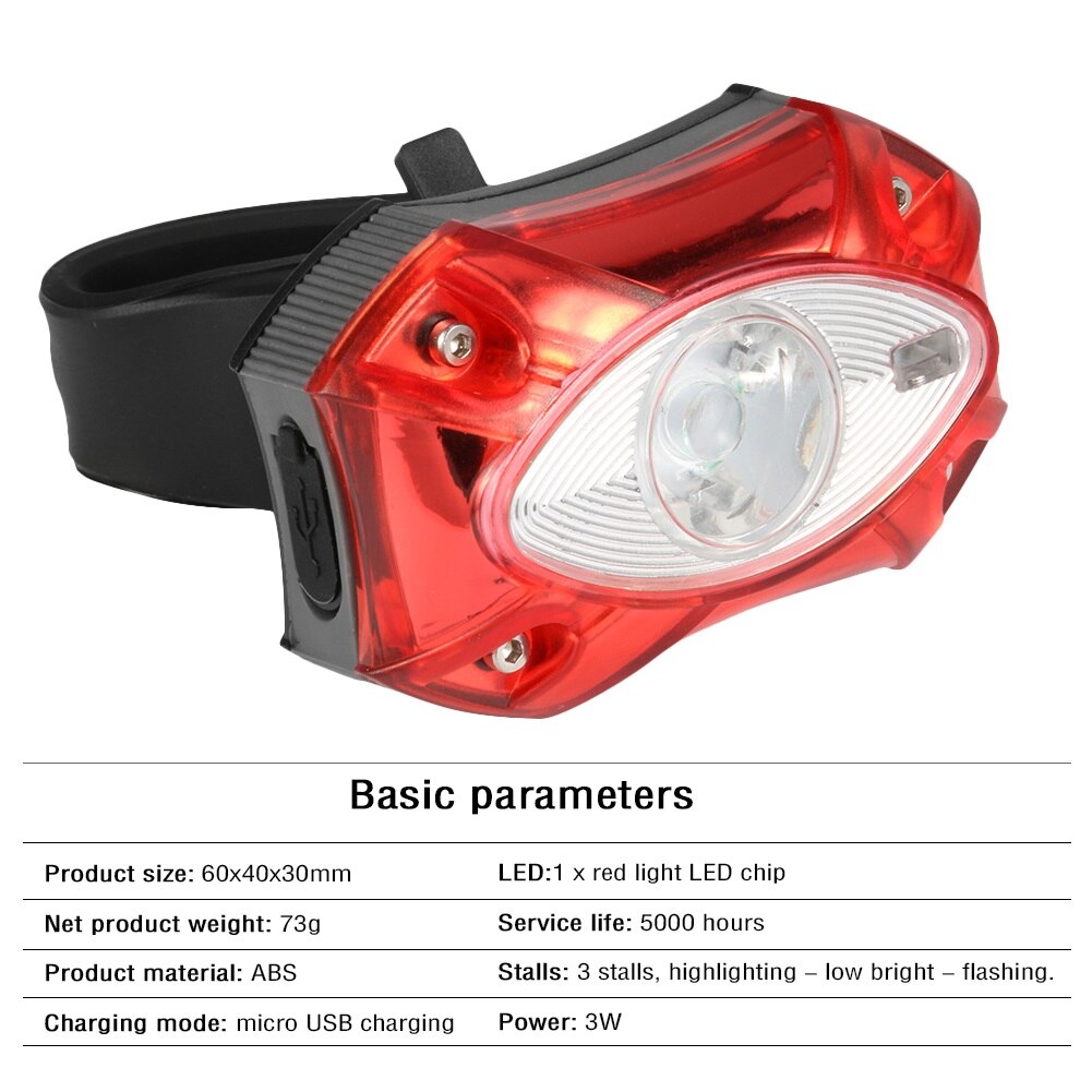 Raypal-luz trasera recargable para bicicleta de montaña, 3W, USB, resistente al agua, luz de advertencia de seguridad para ciclismo de montaña