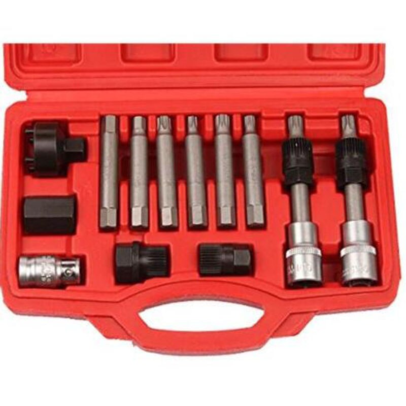 13pc alternator pulley tool kit Alternator tool set / repair / removal / pulley crankshaft pulley tool
