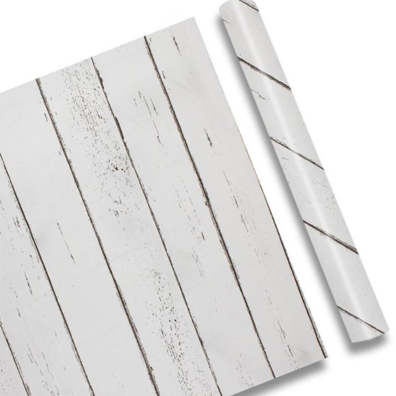 Pvc Zelfklevende Witte Houtnerf Meubels Kabinet Behang