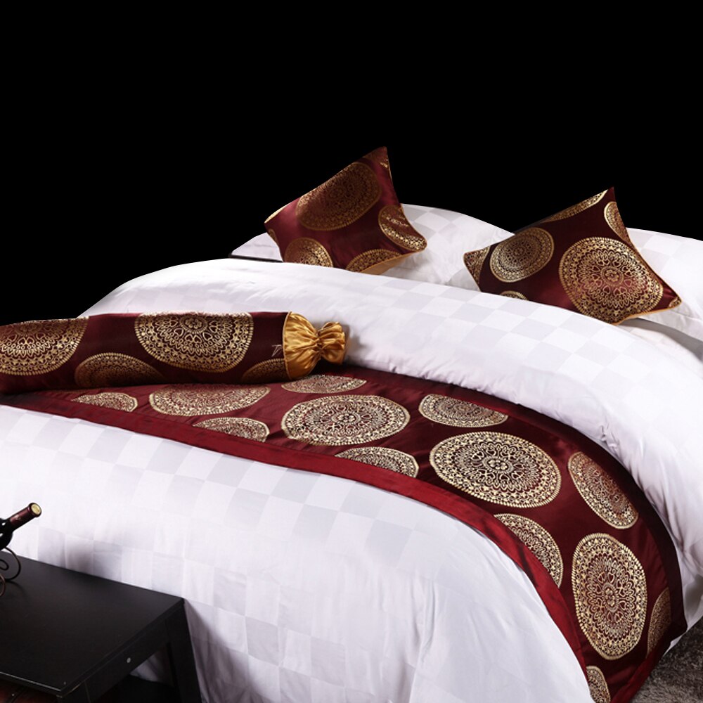 Yazi luksus dobbeltlags seng flag løber tørklæde til hjem hotel dekoration sengetøj rød