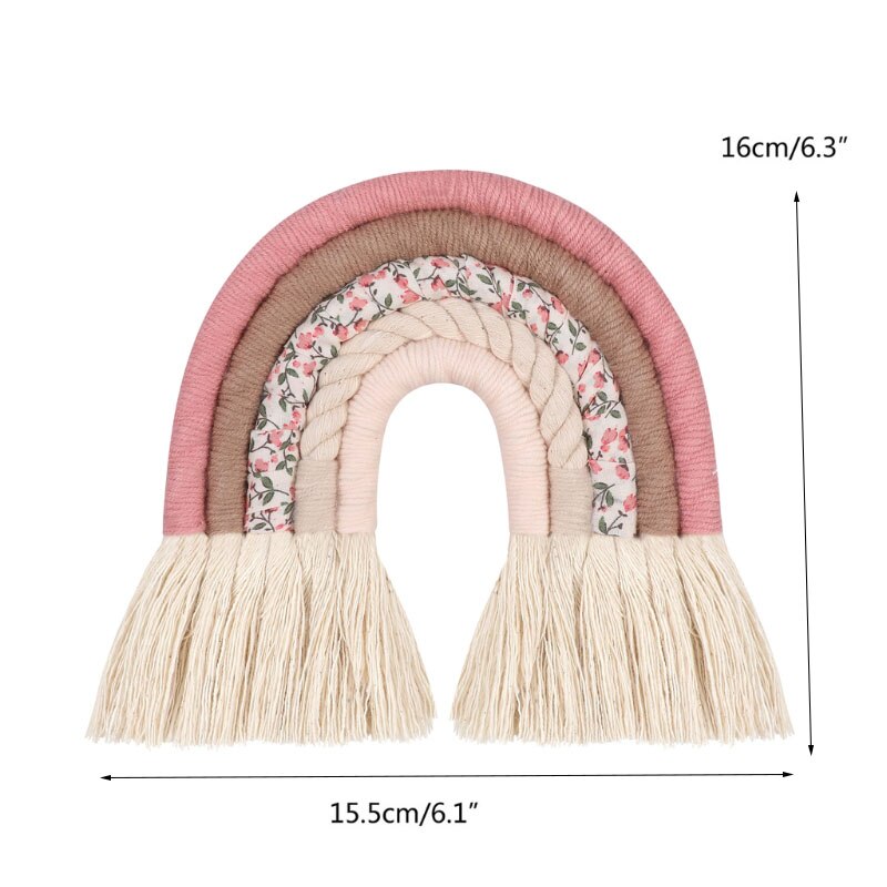 4 lager macrame regnbåge väggdekor för sovrum barnkammare baby barn rum färgglada gobeläng rep vävd tofs vägghängande leksaker: 23- s